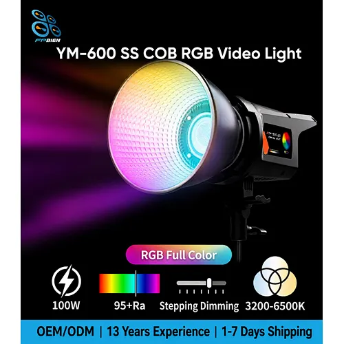 150W RGB COB 보조 조명, 3200-7000K 색온도 조절 가능, 단계별 밝기 조절 기능, 비디오 카메라 조명, 사진 촬영 조명